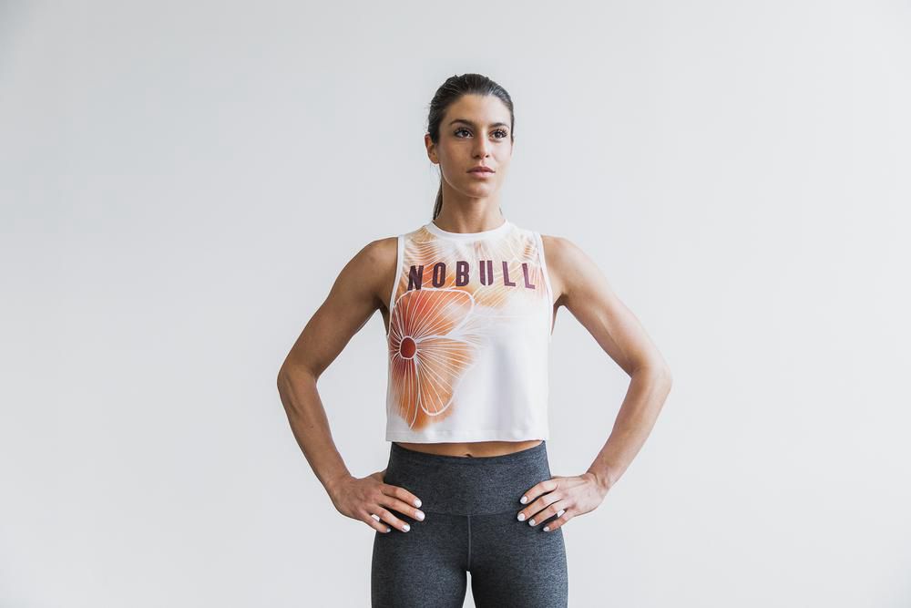 NOBULL Women's Muscle (Golden Watercolor Floral) Tank Tops - Golden Watercolor Floral - Ireland (683